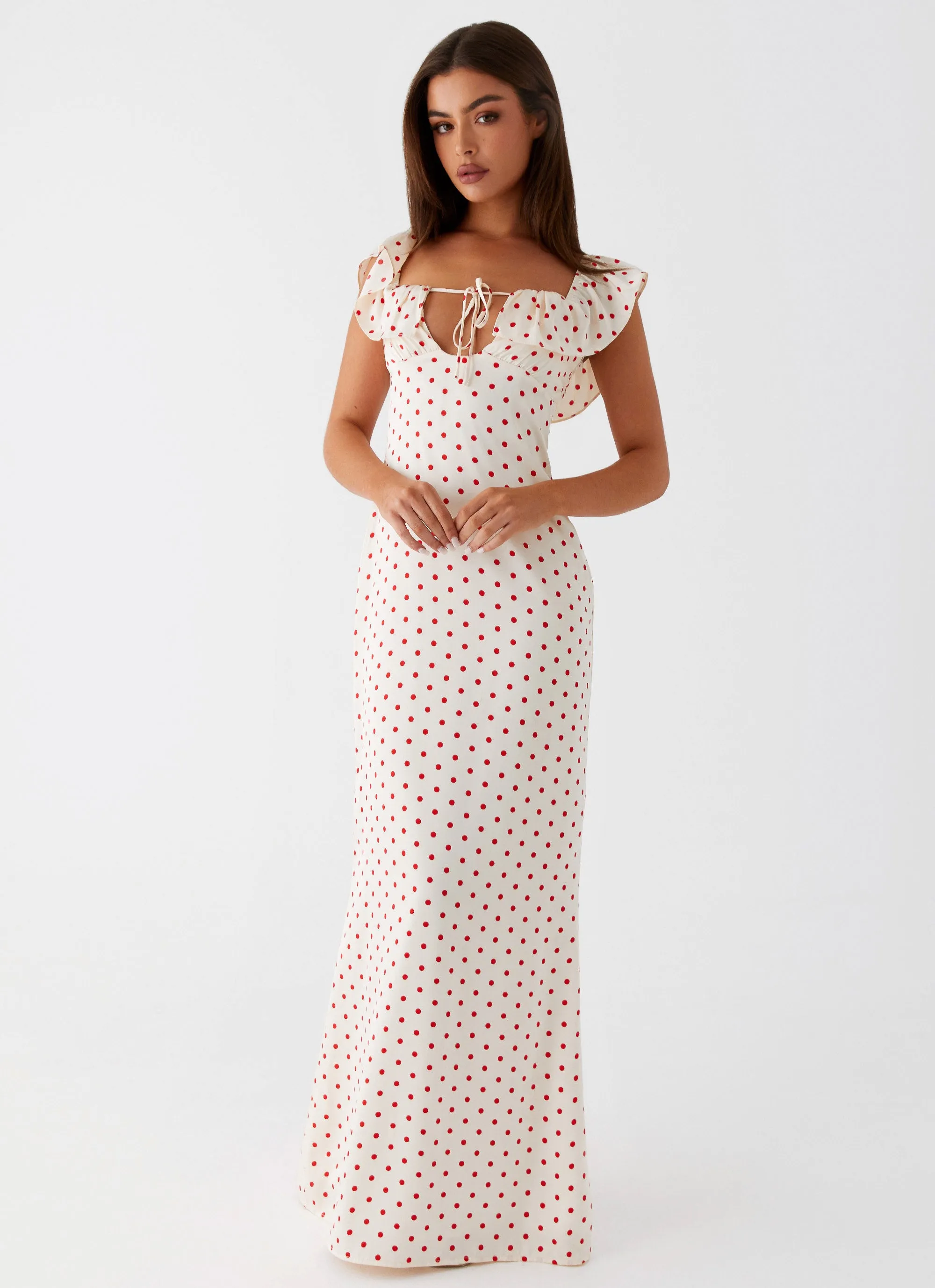 Scarlet Cherry Maxi Dress - Red Polka Dot