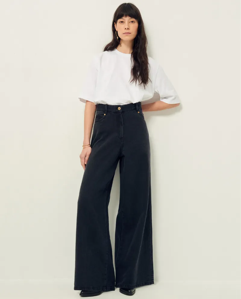 Sessun Dalt Black Wide Leg Jeans