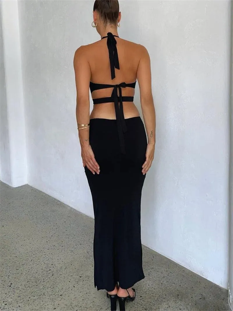 Sexy Cutout Halter Neck Backless Dress