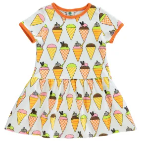 Short-sleeved dress with ice cream