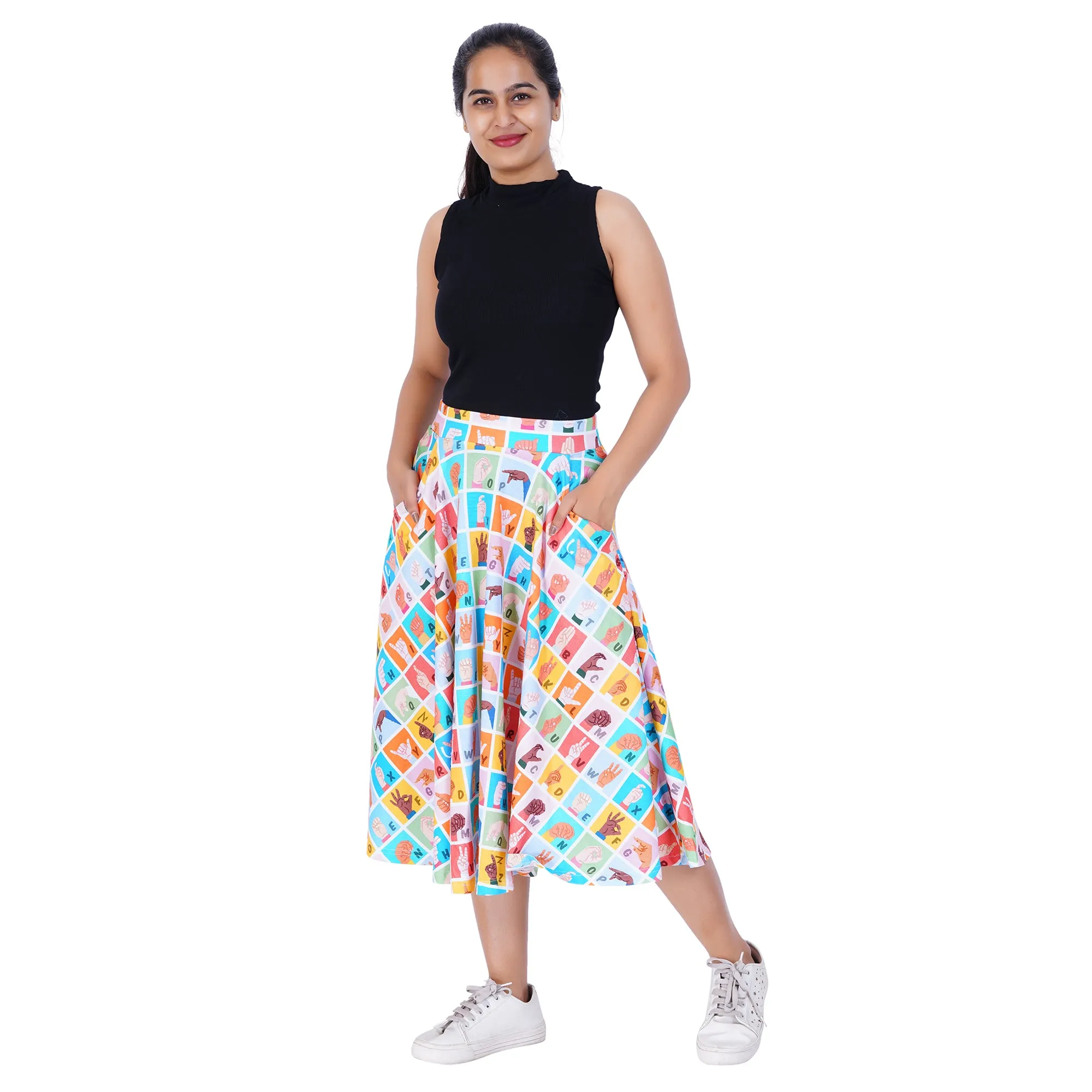 Sign Language 3/4th Twirl Skirt [FINAL SALE]