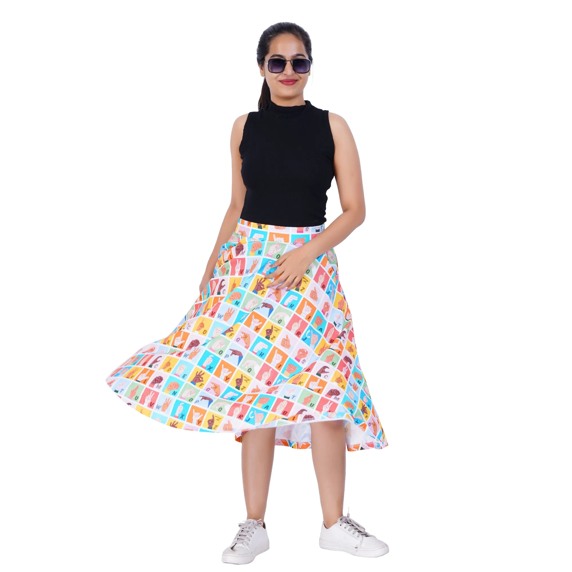 Sign Language 3/4th Twirl Skirt [FINAL SALE]