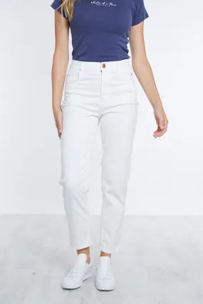 Signature Denim Mom Jeans - Ecru