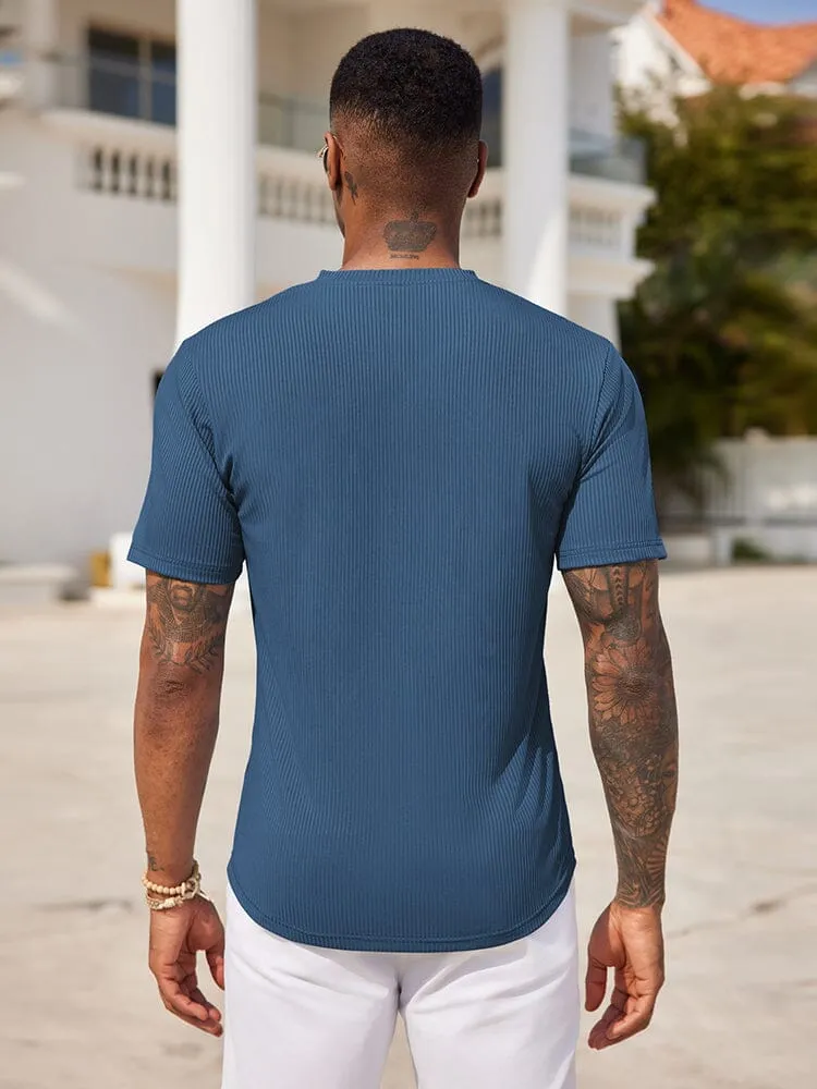 Simple Stretch Ribbed Henley Shirt (US Only)