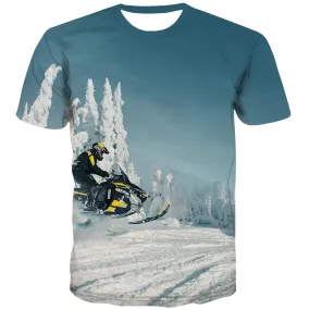 Ski T shirts Men White Tshirts Casual Movement Tshirts Cool Snowfield T-shirts Graphic