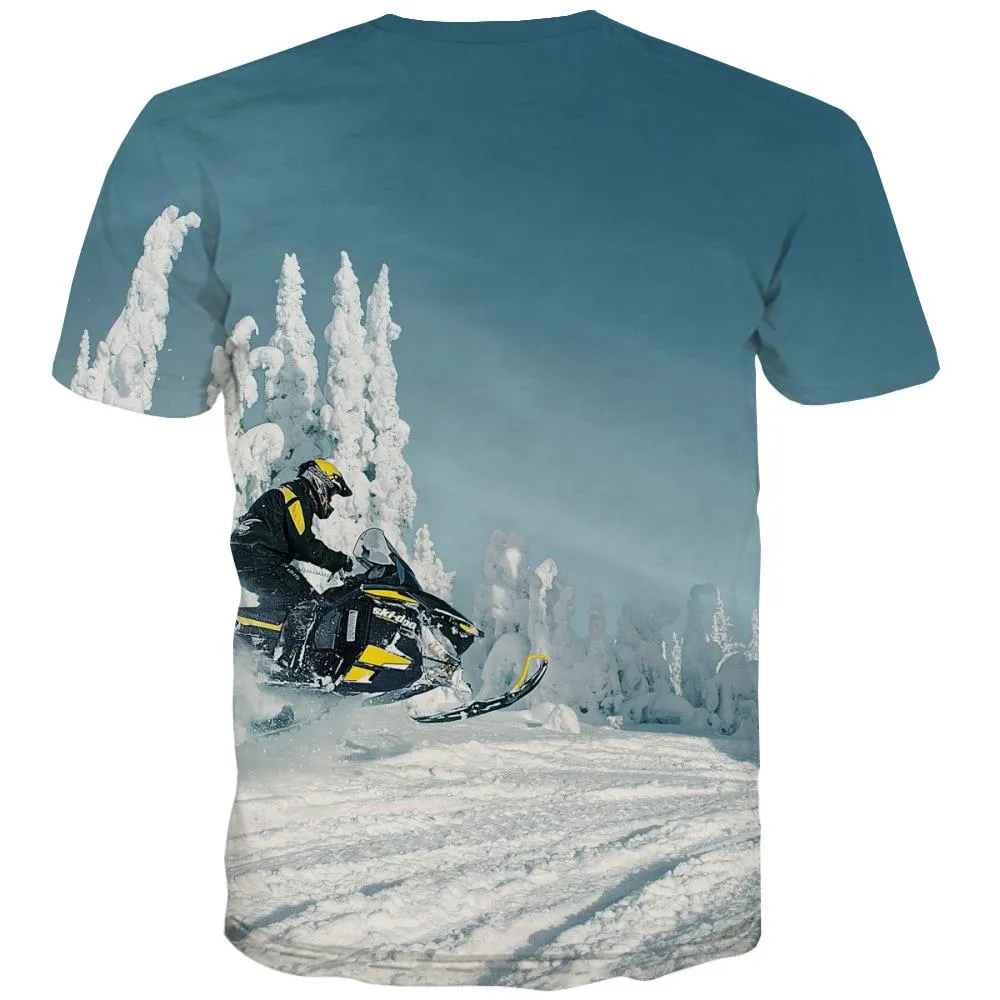 Ski T shirts Men White Tshirts Casual Movement Tshirts Cool Snowfield T-shirts Graphic