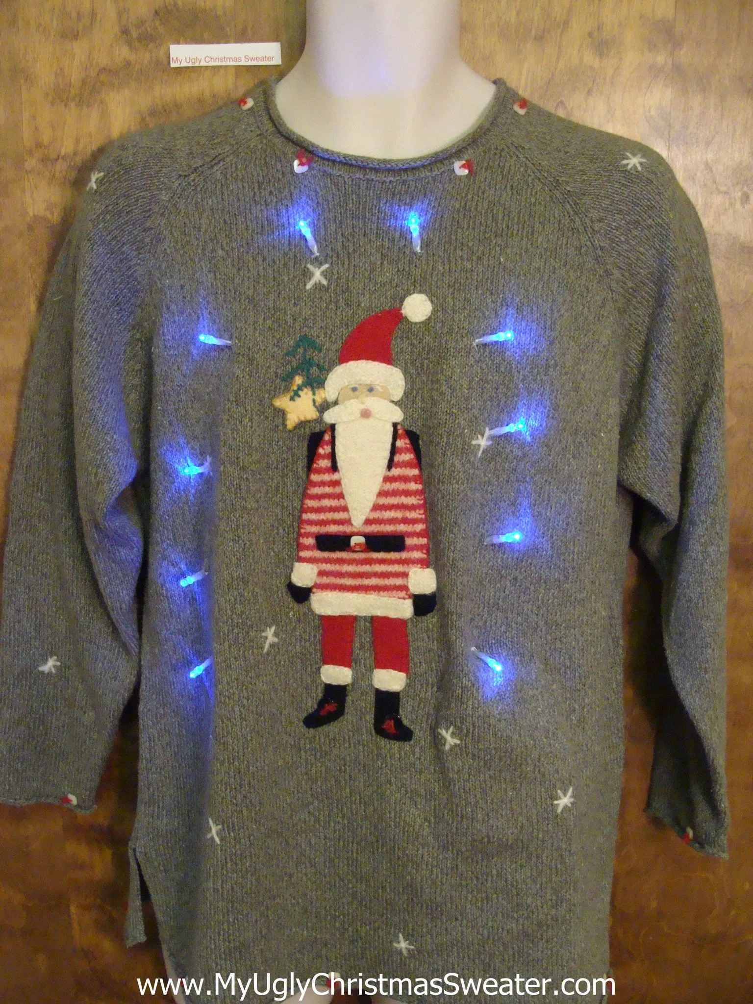 Skinny Santa Light Up Ugly Xmas Sweater