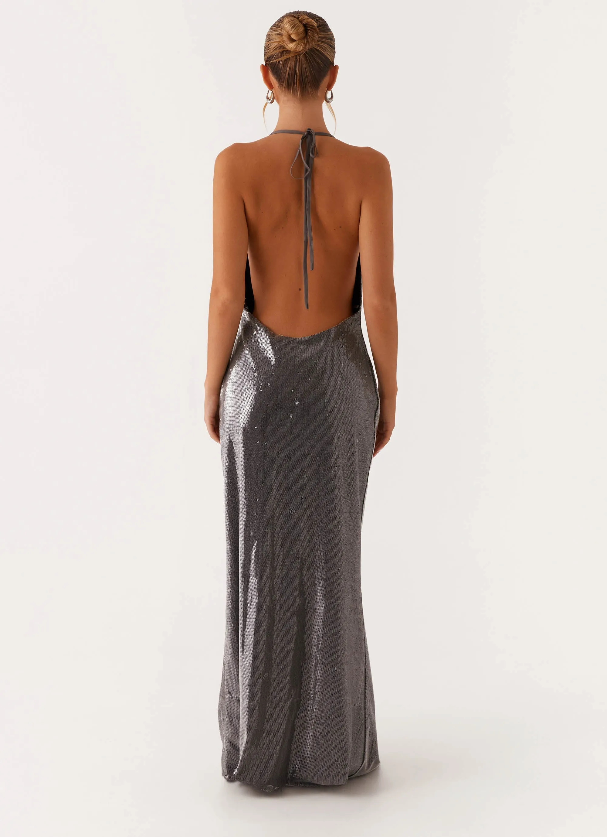 Sleek Love Sequin Maxi Dress - Silver Sequin