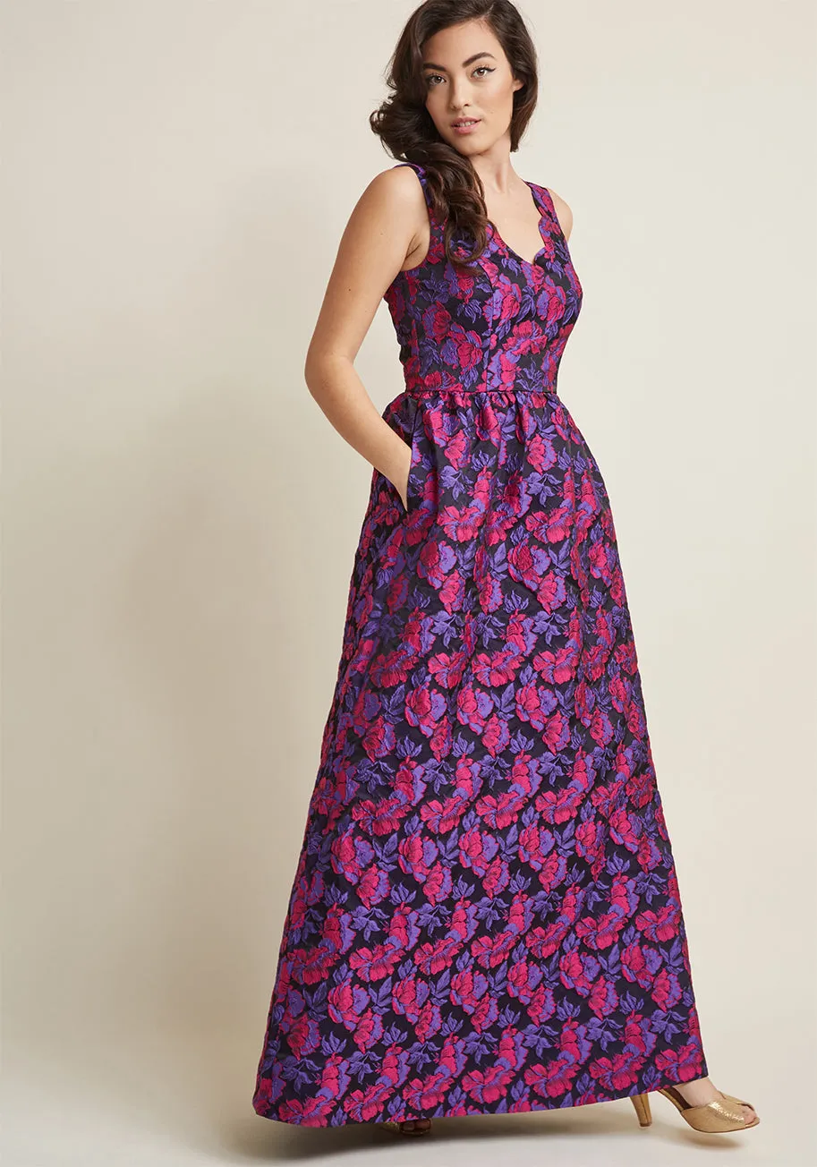 Sleeveless Jacquard Maxi Dress