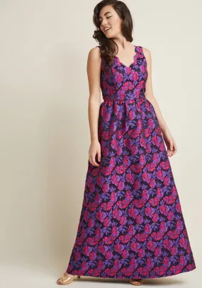 Sleeveless Jacquard Maxi Dress