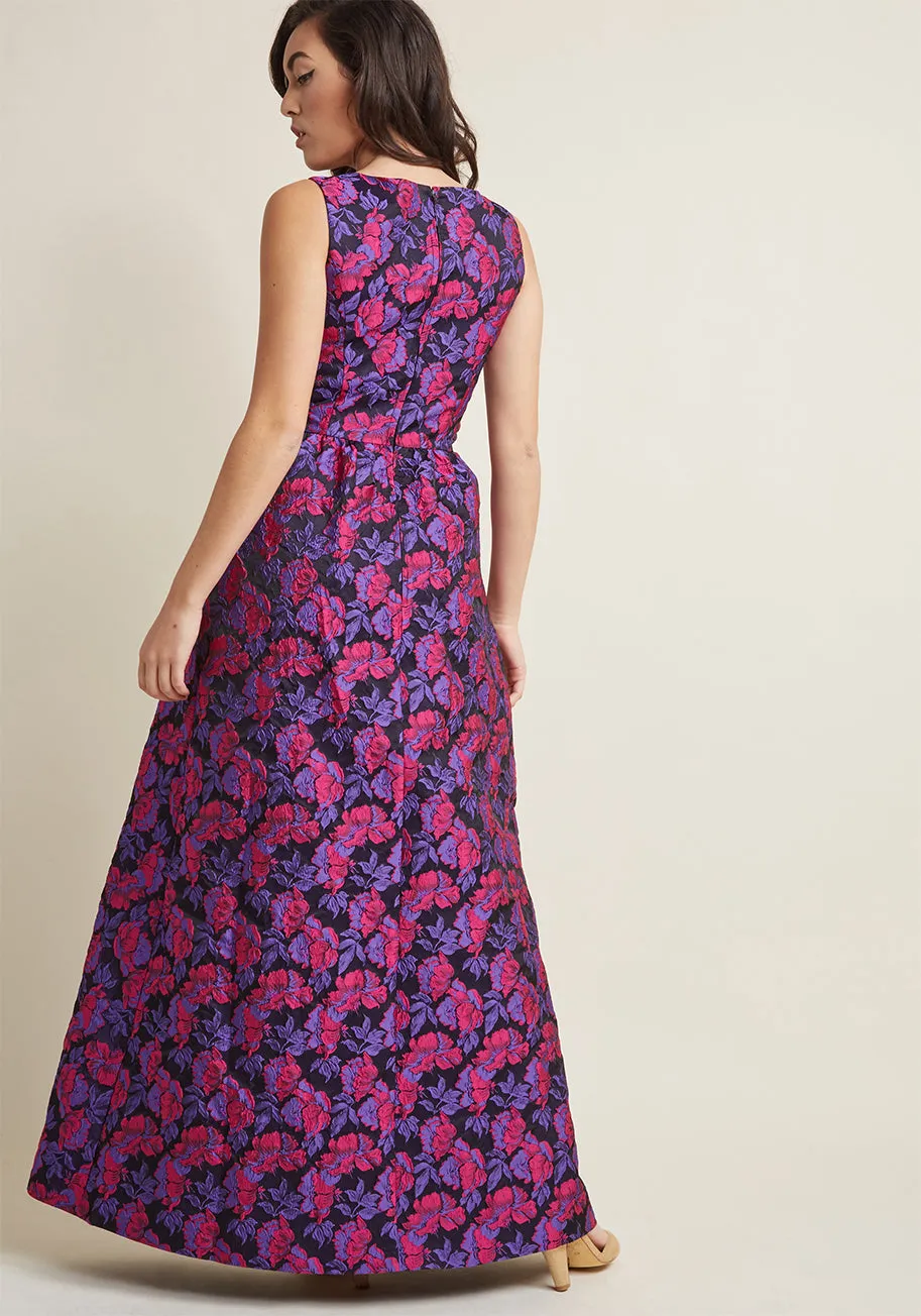 Sleeveless Jacquard Maxi Dress