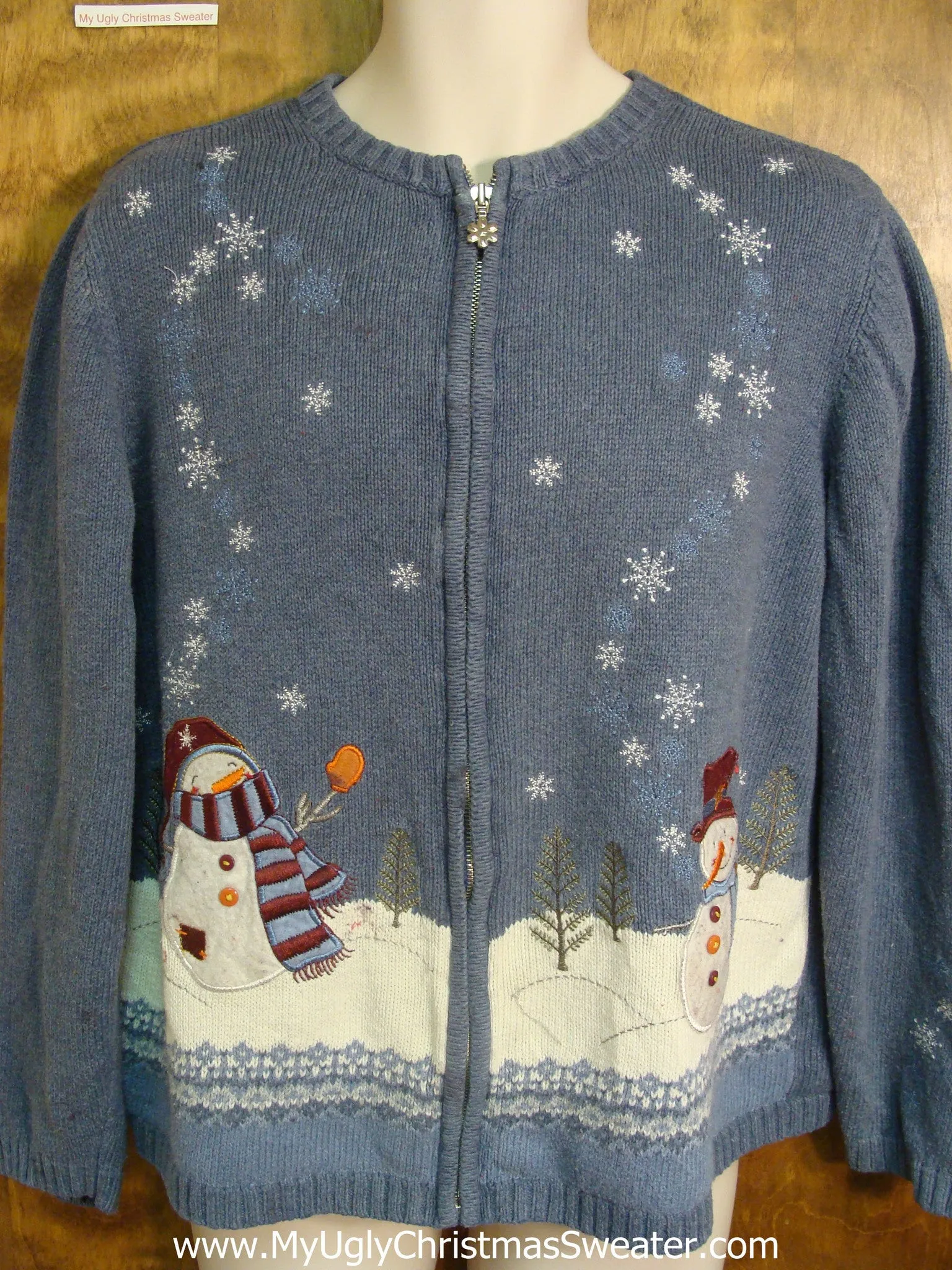 Snowmen Playing in Falling Snow Ugly Xmas Sweater