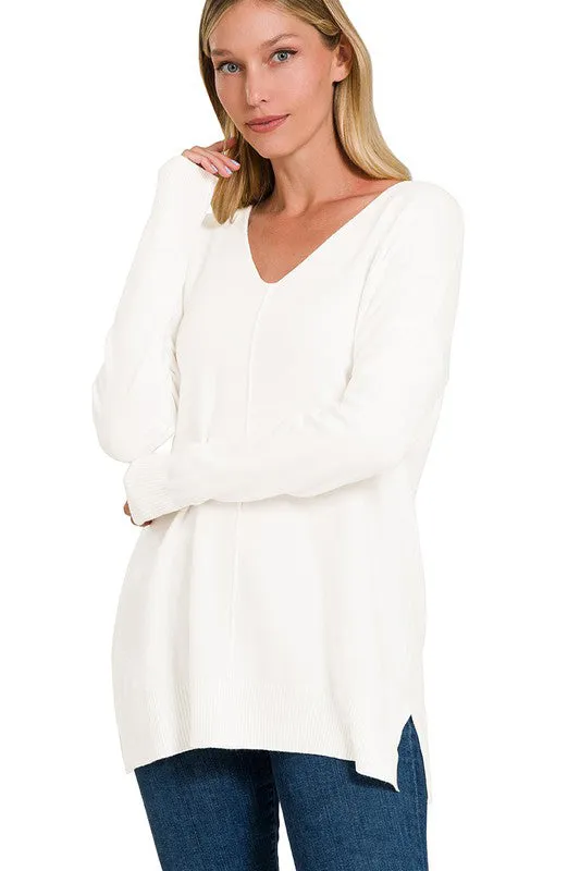 Soft Front Seam V-Neck Pullovers - 2 Colors!