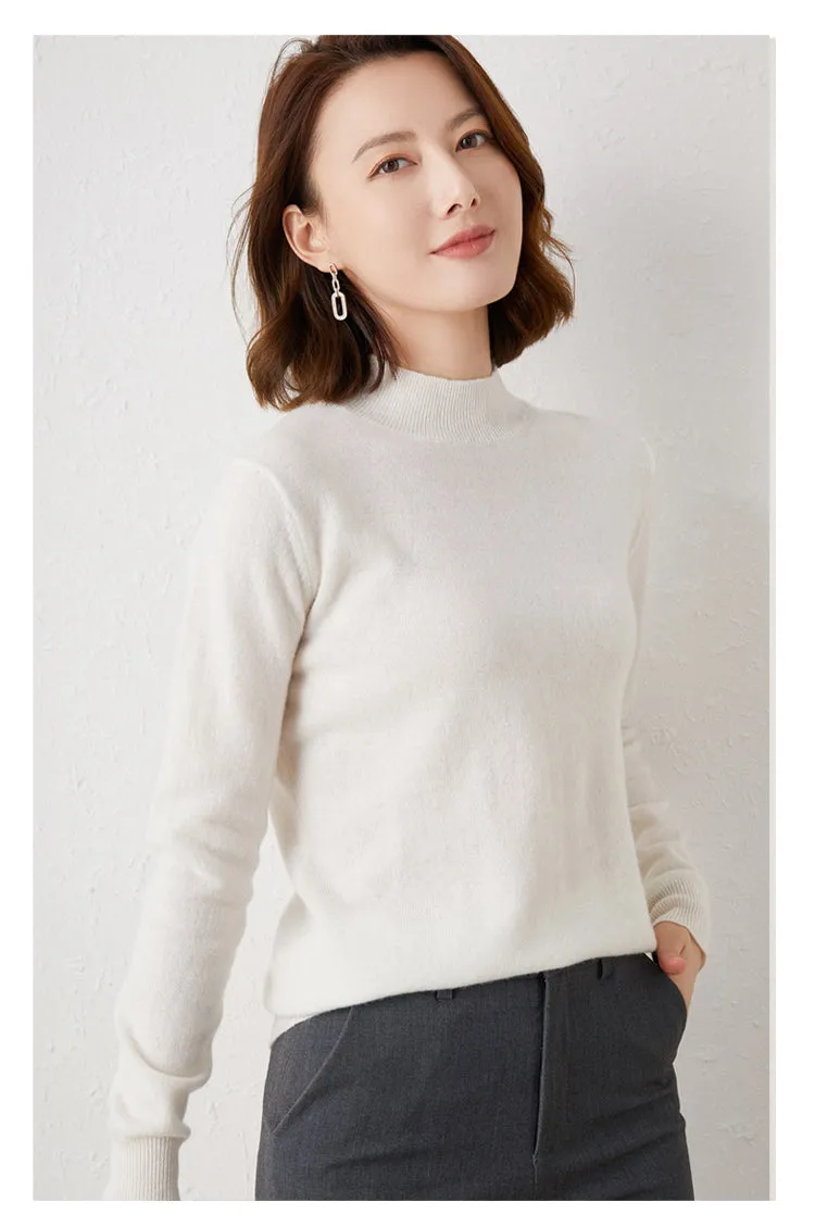 Solid Half High Collar Cashmere Sweater