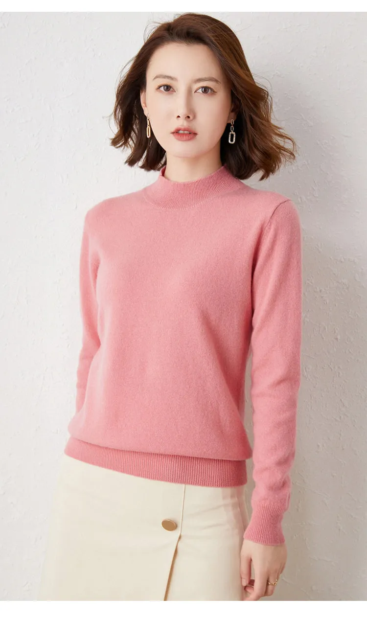 Solid Half High Collar Cashmere Sweater