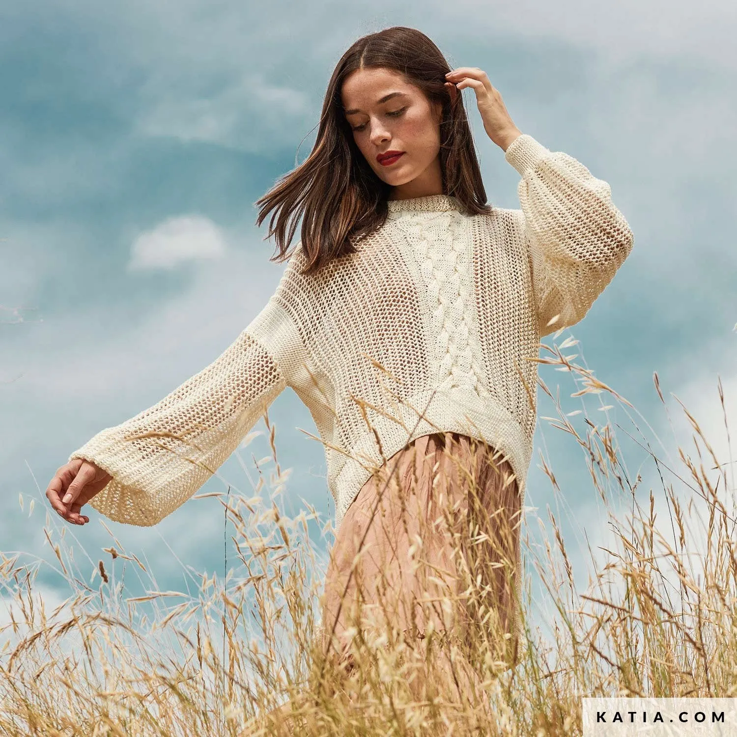 Sommerpullover mit Cotton Cashmere Wolle von Katia stricken