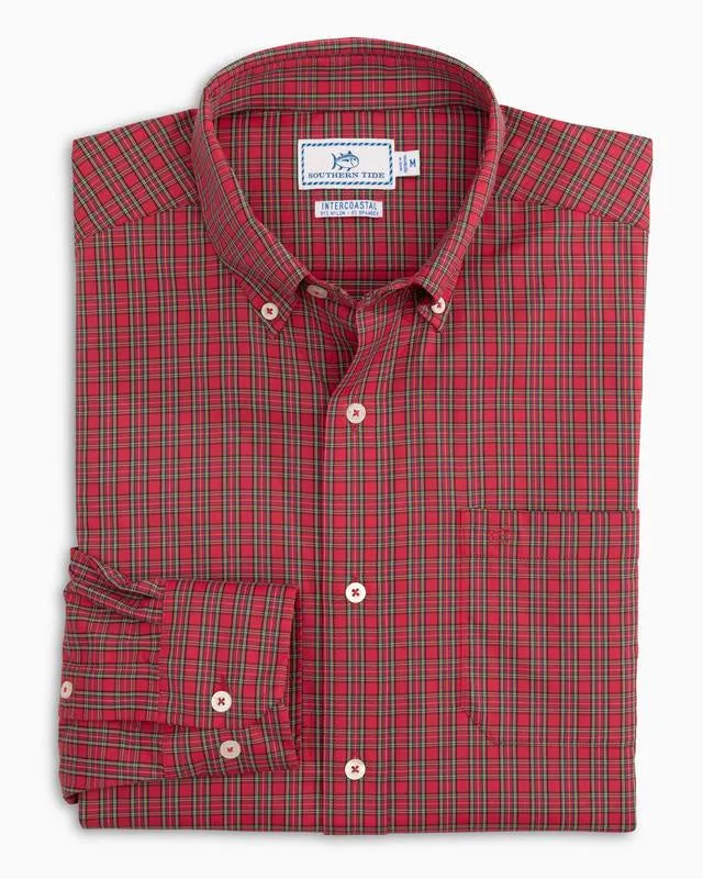 Southern Tide Men's LS Intercoastal Sport Shirt/Poinsettia Plaid