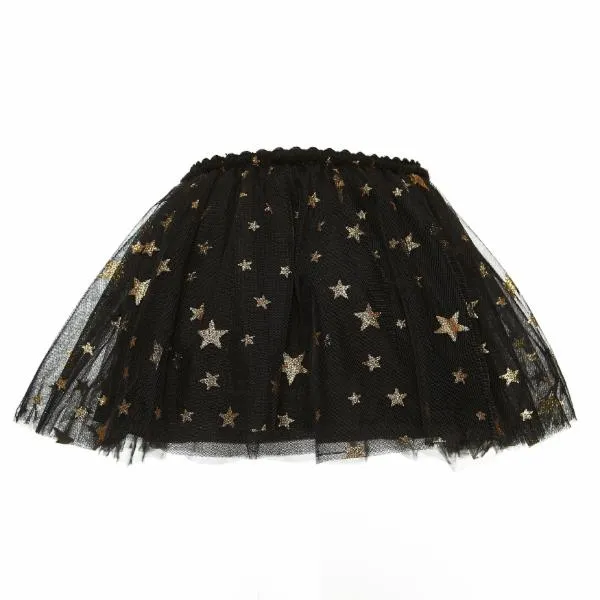 Star Glittered Mesh Tutu Skirt - Black/ Gold