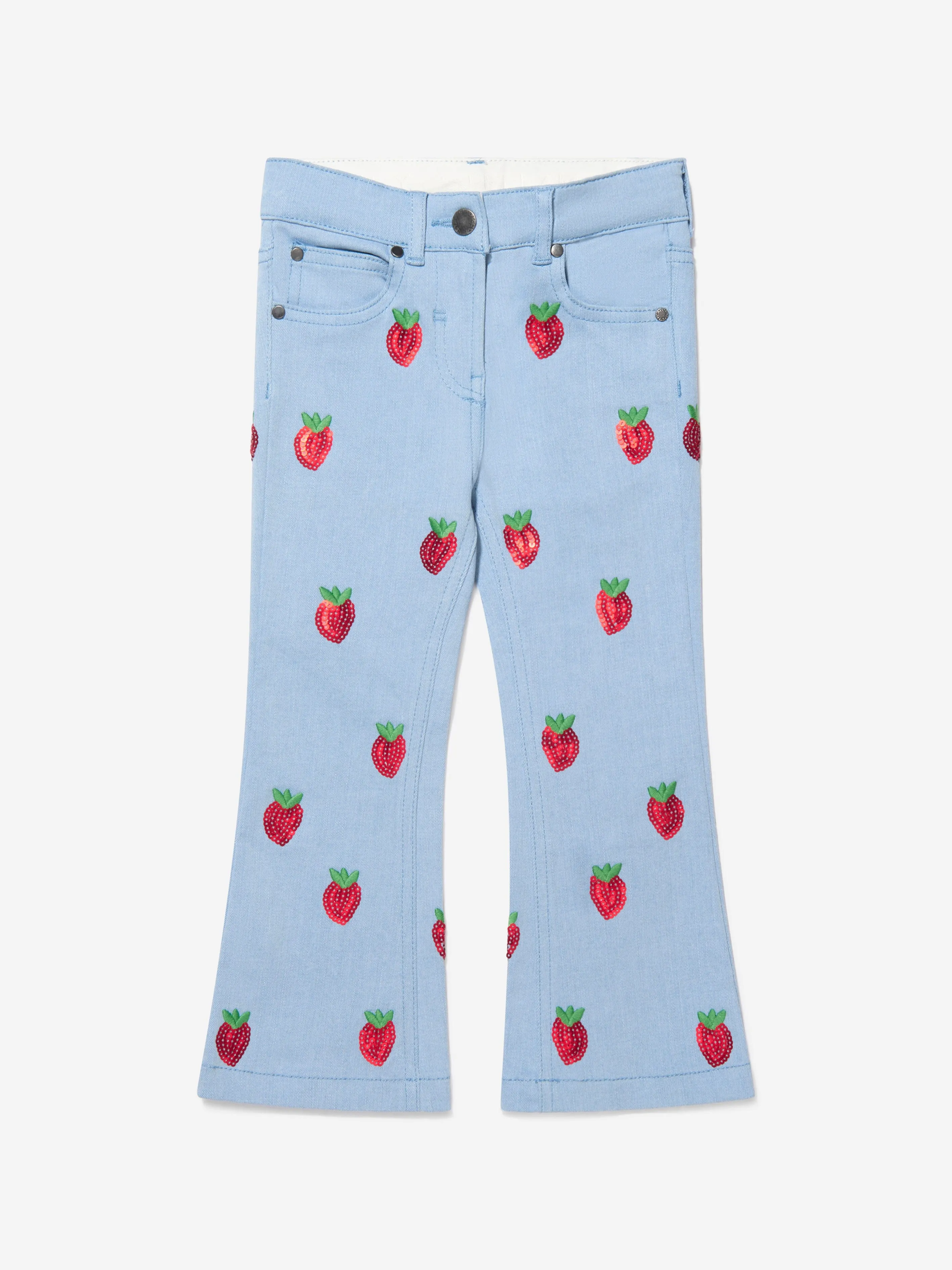 Stella McCartney Girls Cotton Denim Strawberry Jeans