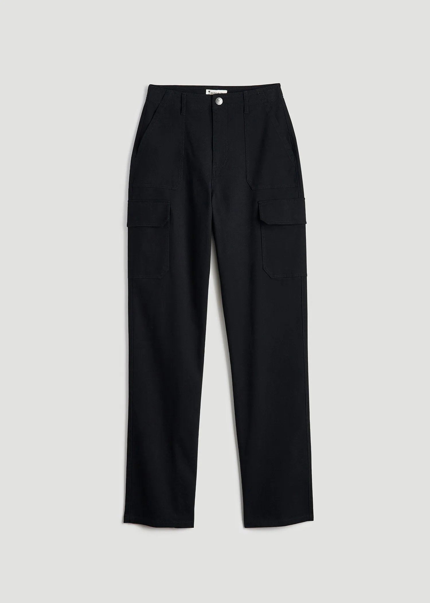 Straight Leg Cargo Chino Pants for Tall Women in Black