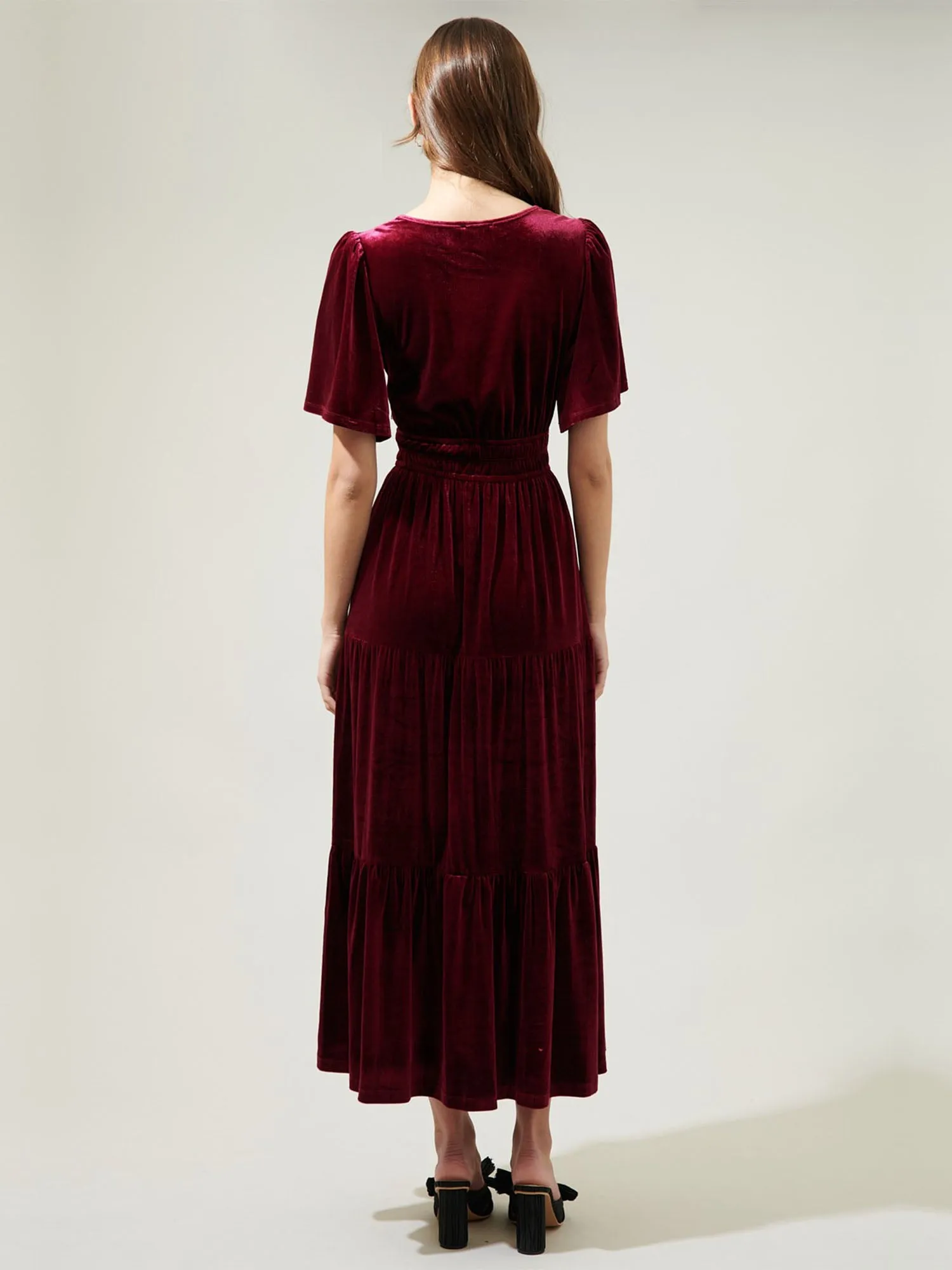 Sugarlips Velvet Tiered Midi Dress - Brands We Love