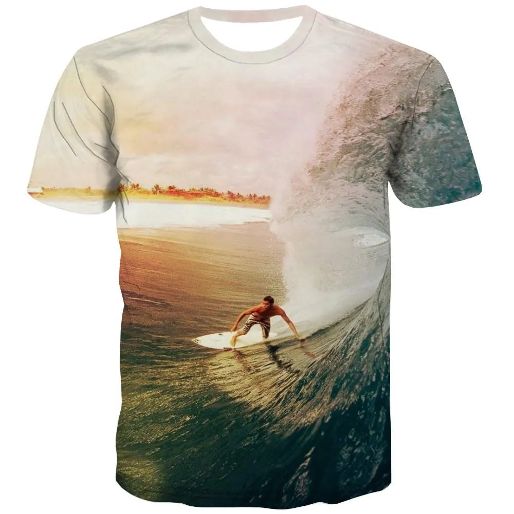 surf T shirts Men The sea Tshirts Novelty sport Tshirts Casual Cool Tshirts Cool