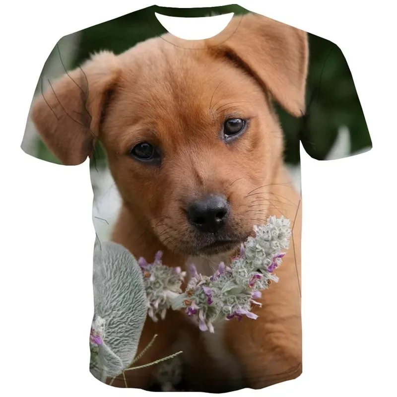 t shirts dog Puppy Cute animal Novelty 3D shirt big Smart dogs men outfits Cool