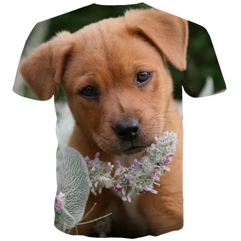 t shirts dog Puppy Cute animal Novelty 3D shirt big Smart dogs men outfits Cool