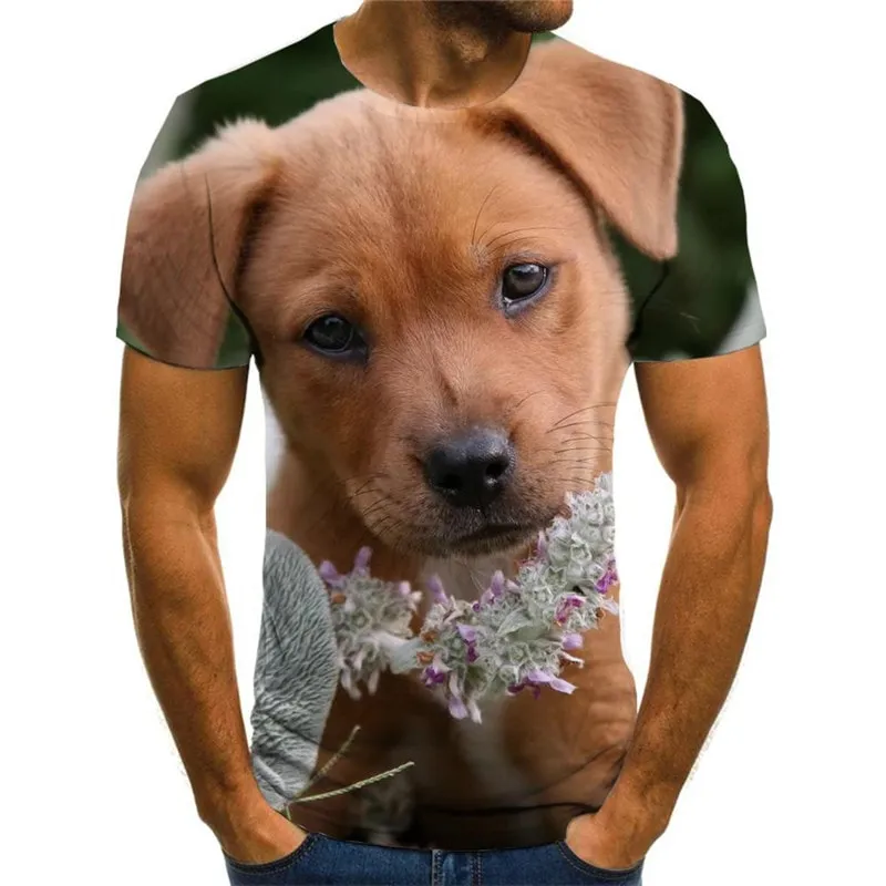 t shirts dog Puppy Cute animal Novelty 3D shirt big Smart dogs men outfits Cool