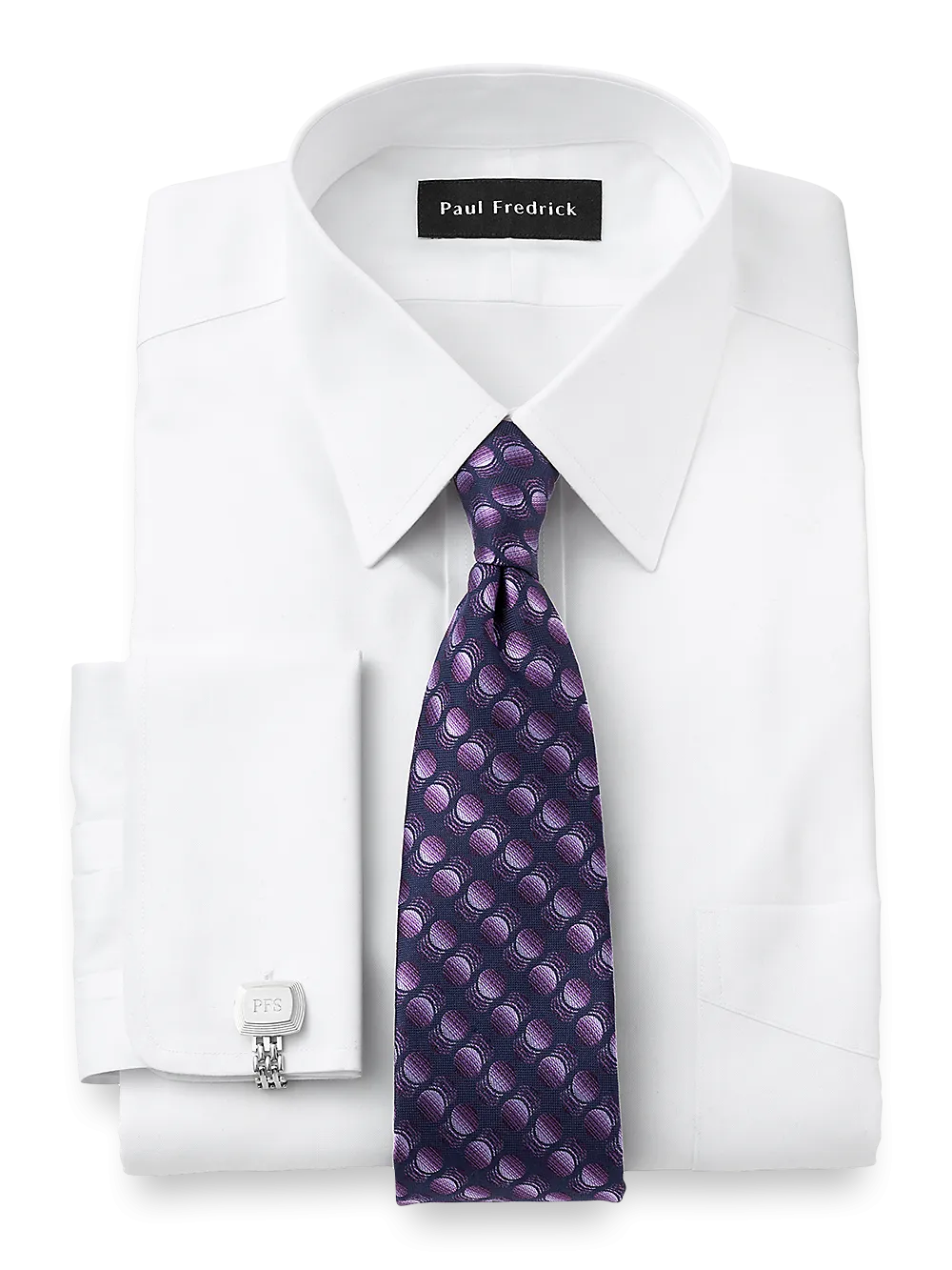 Tailored Fit Impeccable Non-Iron Cotton Straight Collar French Cuff Dress Shirt - White