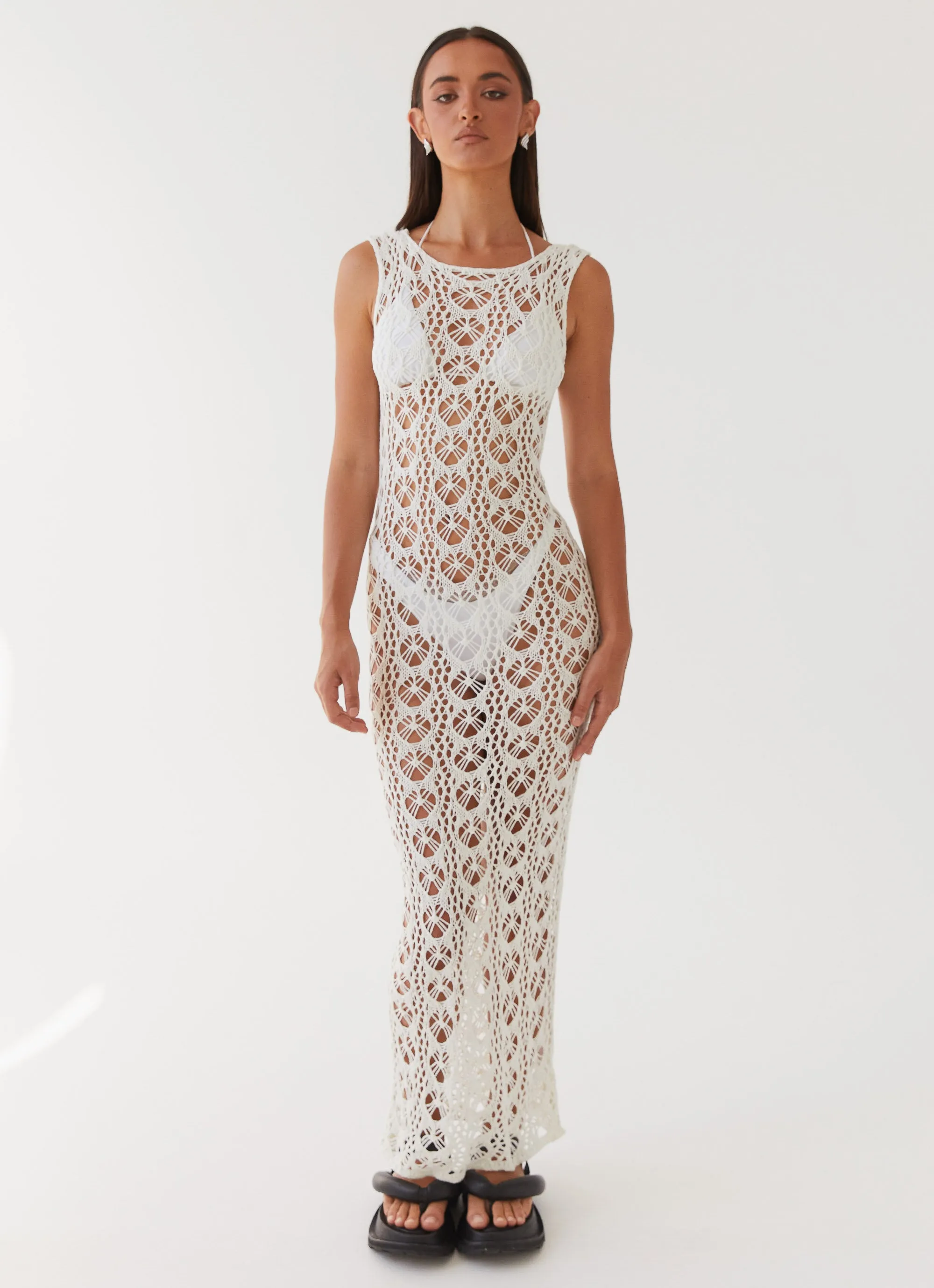 Tarlisa Crochet Maxi Dress - Cream