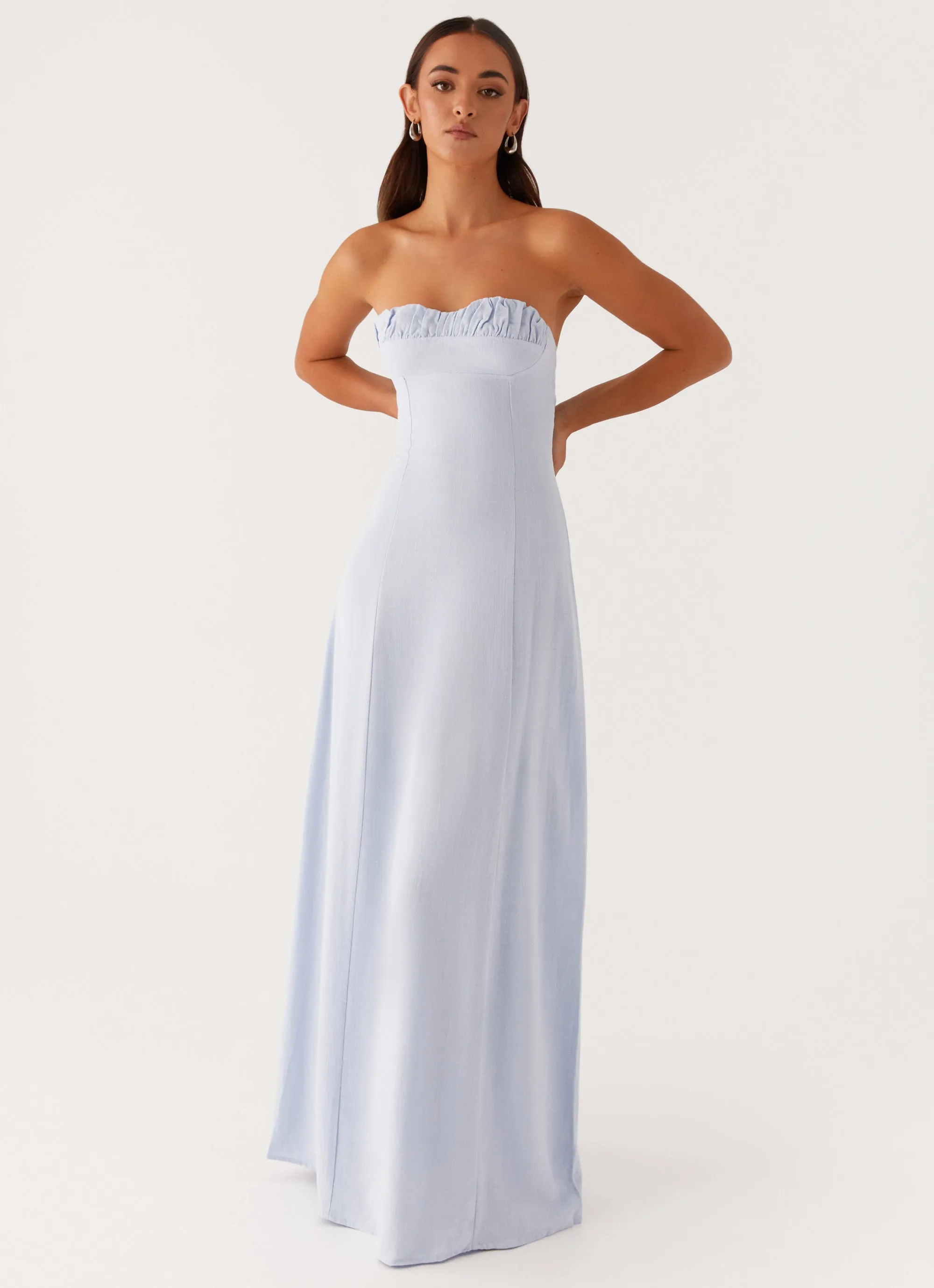 Tayla Linen Maxi Dress - Blue