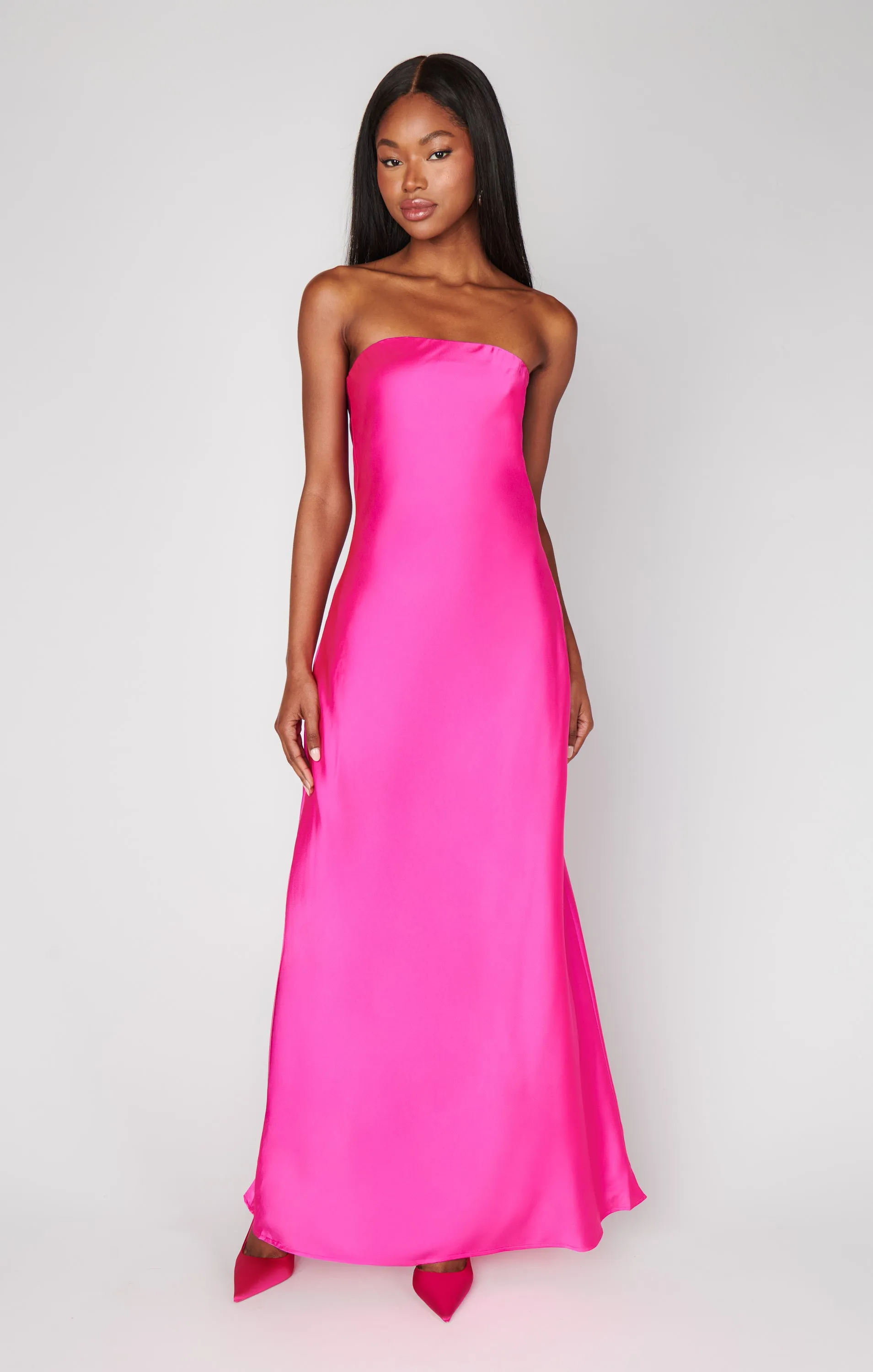 Taylor Tube Dress ~ Hot Pink Luxe Satin