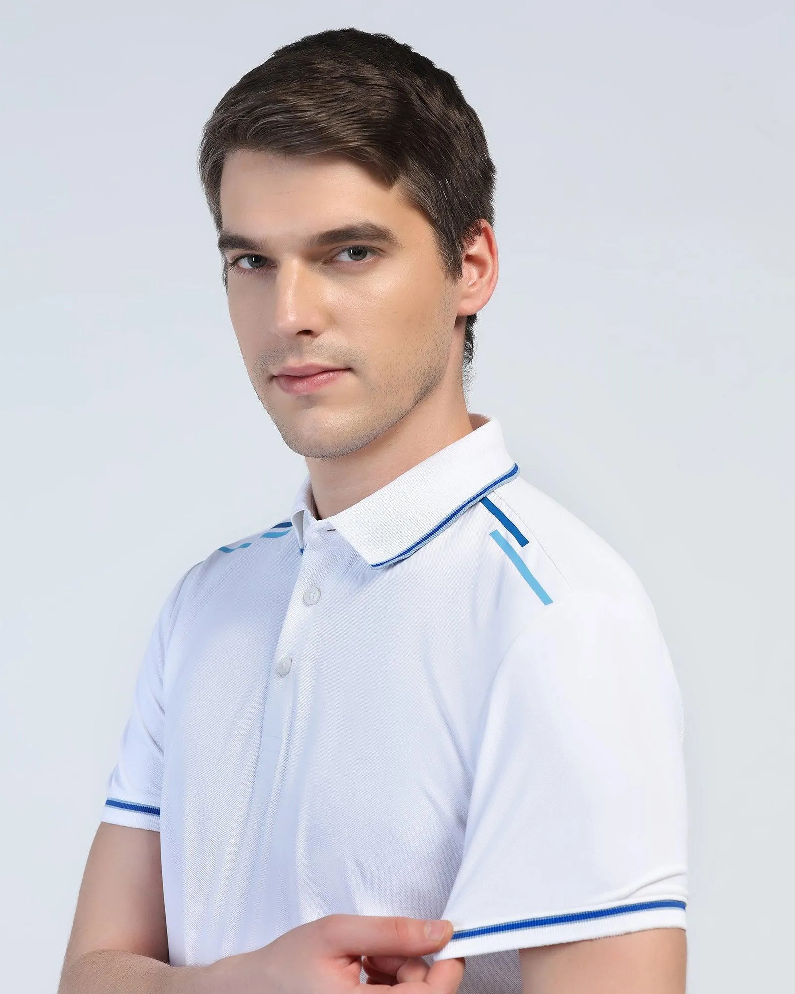 TechPro Polo White Solid T-Shirt - Limon