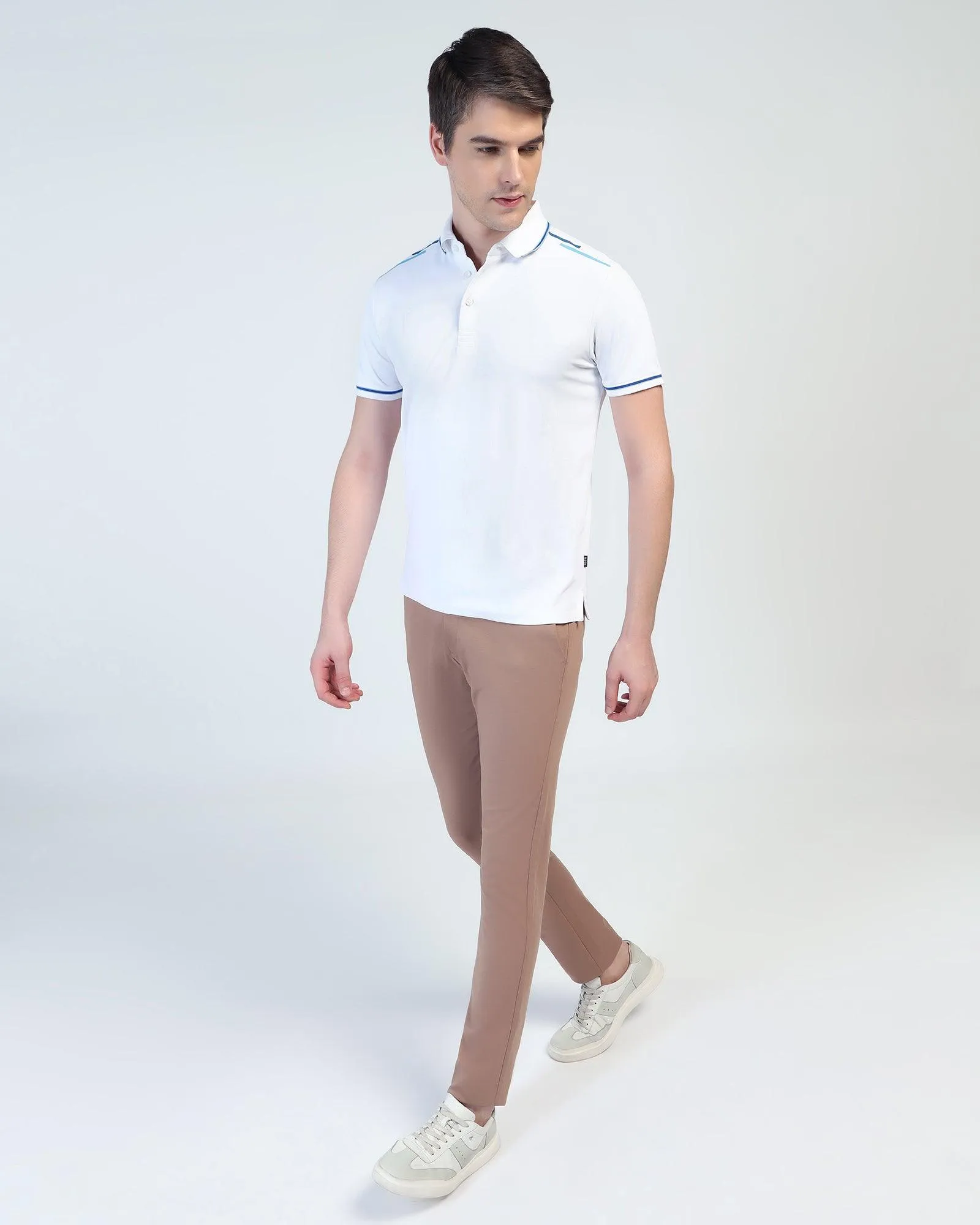 TechPro Polo White Solid T-Shirt - Limon