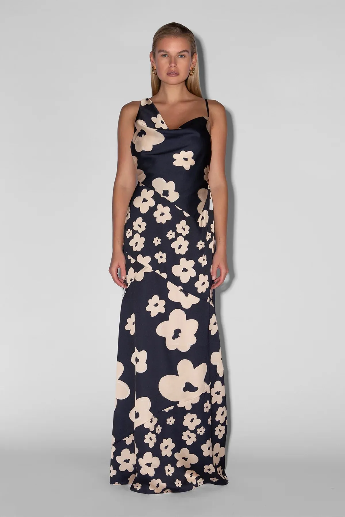 The Wolf Gang Amor Cowl Neck Dress - Navy Floral