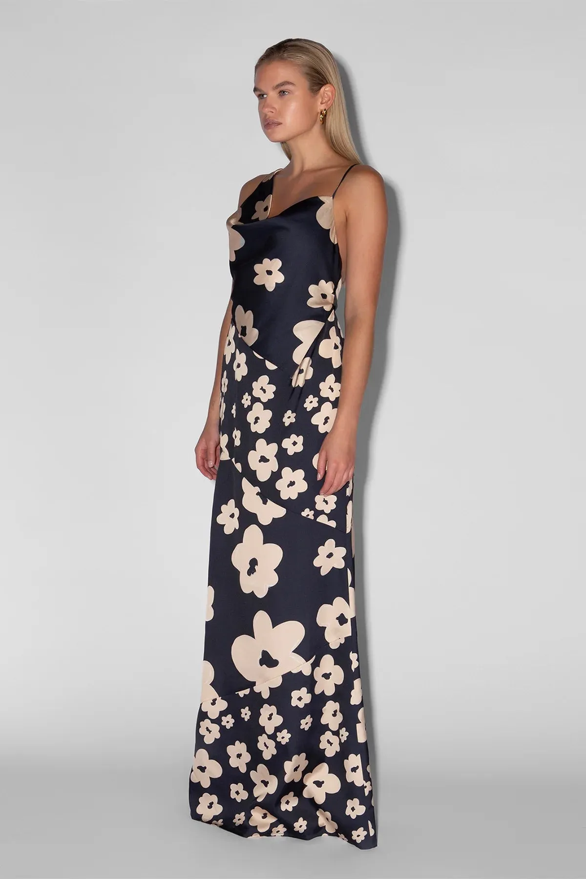 The Wolf Gang Amor Cowl Neck Dress - Navy Floral