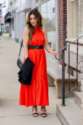 Tiered Halter Tank Maxi Dress