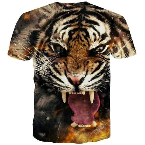 Tiger T-shirt Men Animal T shirts Funny Ferocious T-shirts 3d Funny Tshirt Printed Halloween Tshirt Anime Short Sleeve T shirts