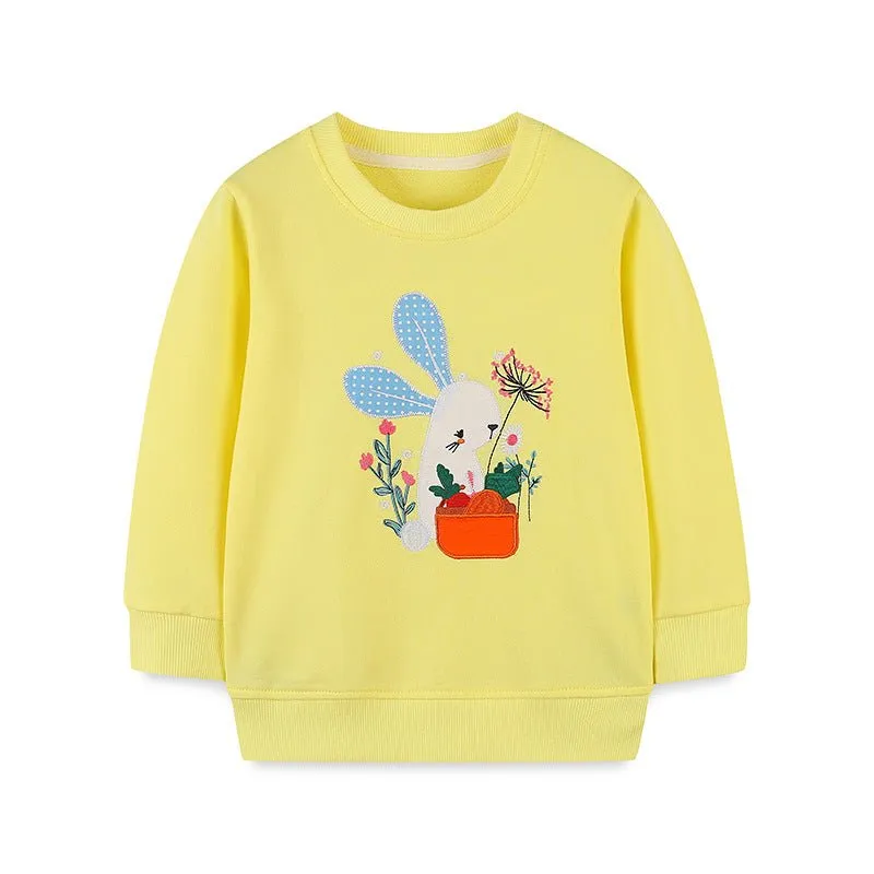 Toddler/Kid Girl's Long Sleeve Bunny Design Cotton Sweatshirt