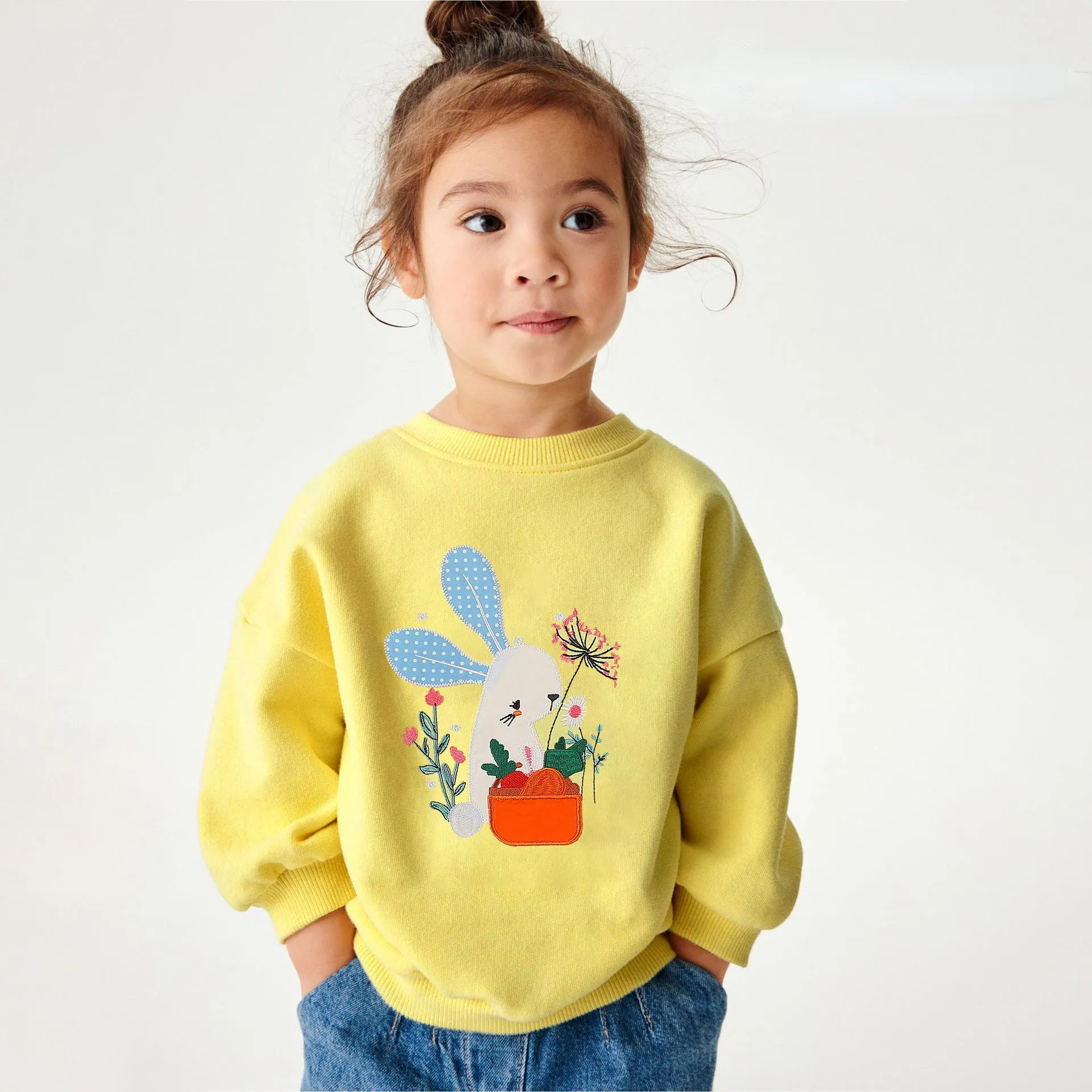 Toddler/Kid Girl's Long Sleeve Bunny Design Cotton Sweatshirt