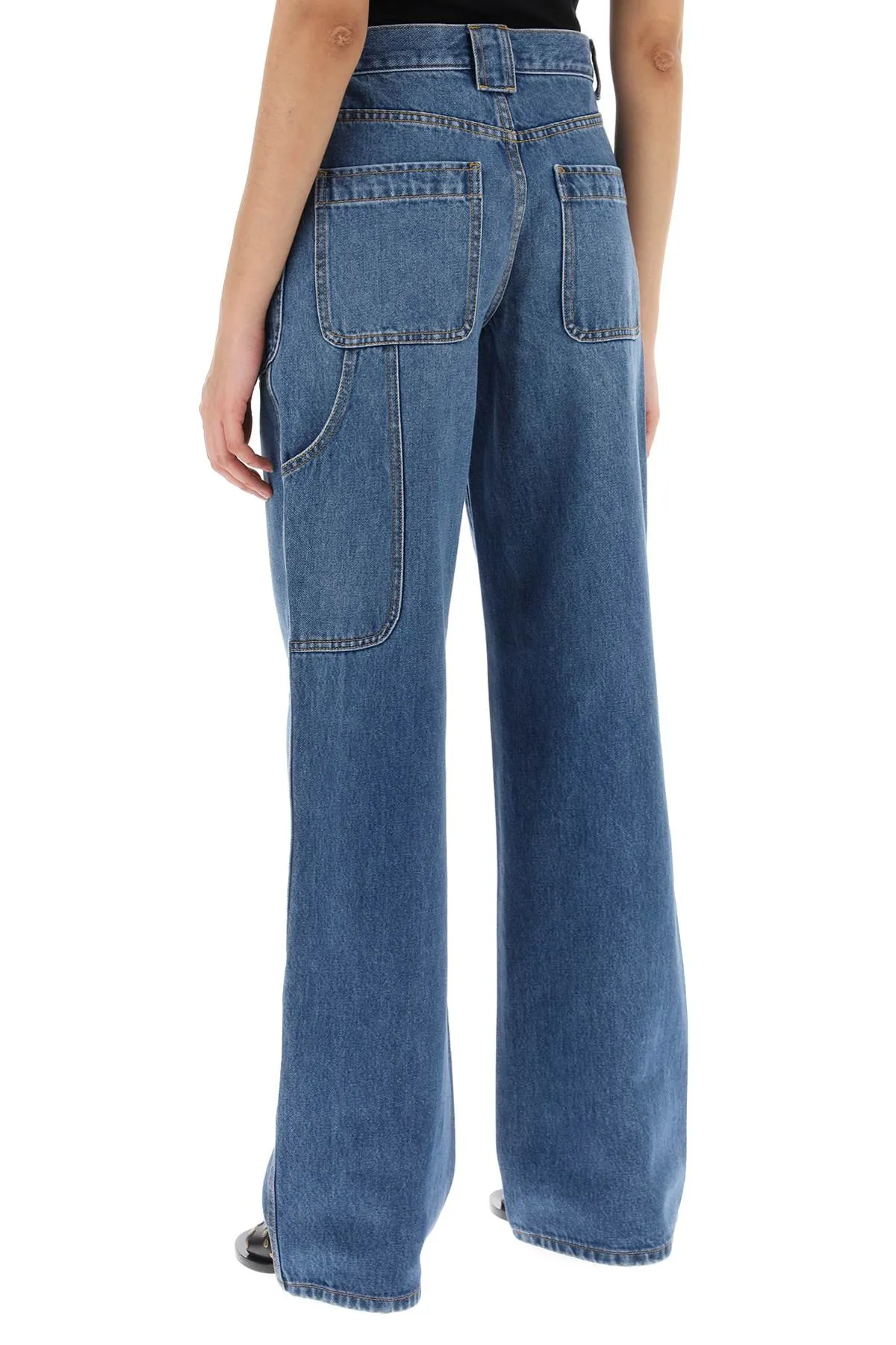 Tory Burch High-Waisted Cargo Style Jeans In