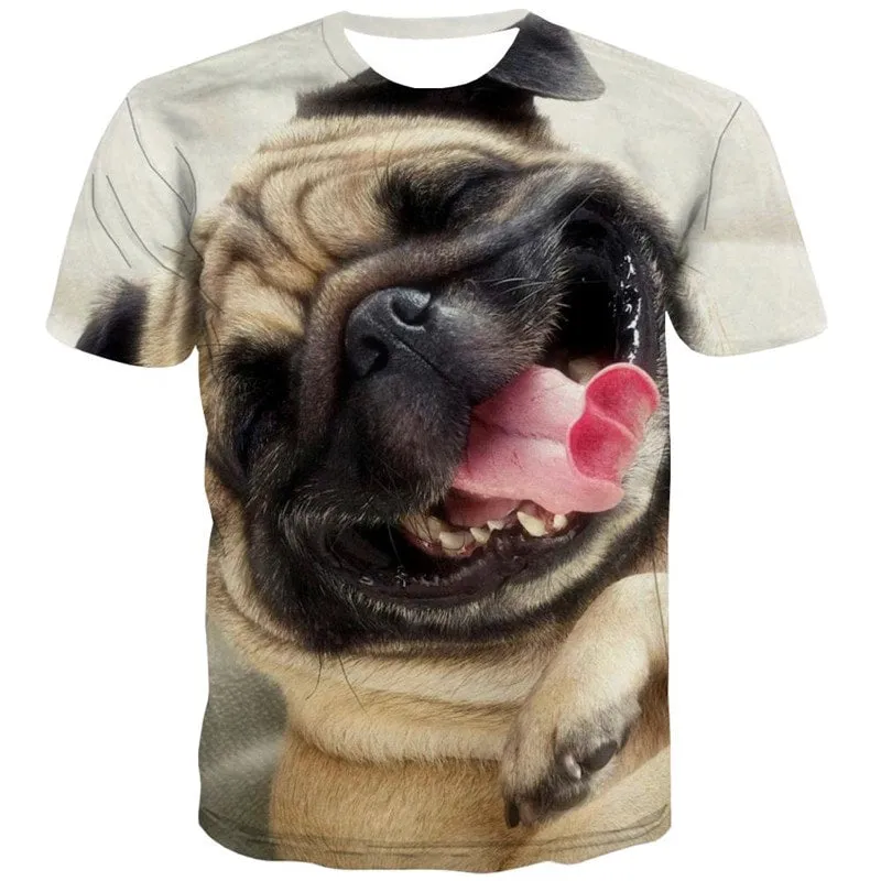 tshirts dog Puppy Cute animal Hip hop tshirt 3D men's big Smart dogs art costume Casual