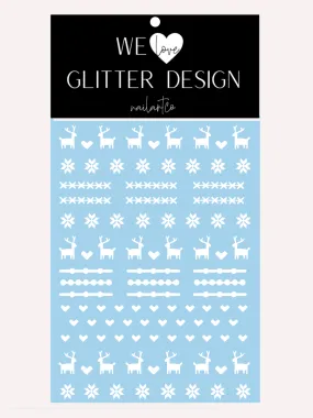 Ugly Sweater DEER DESIGN 1 Nail Decal | White