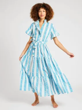 Victoria Maxi Dress - Aqua Jaipur Stripe (Final Sale)