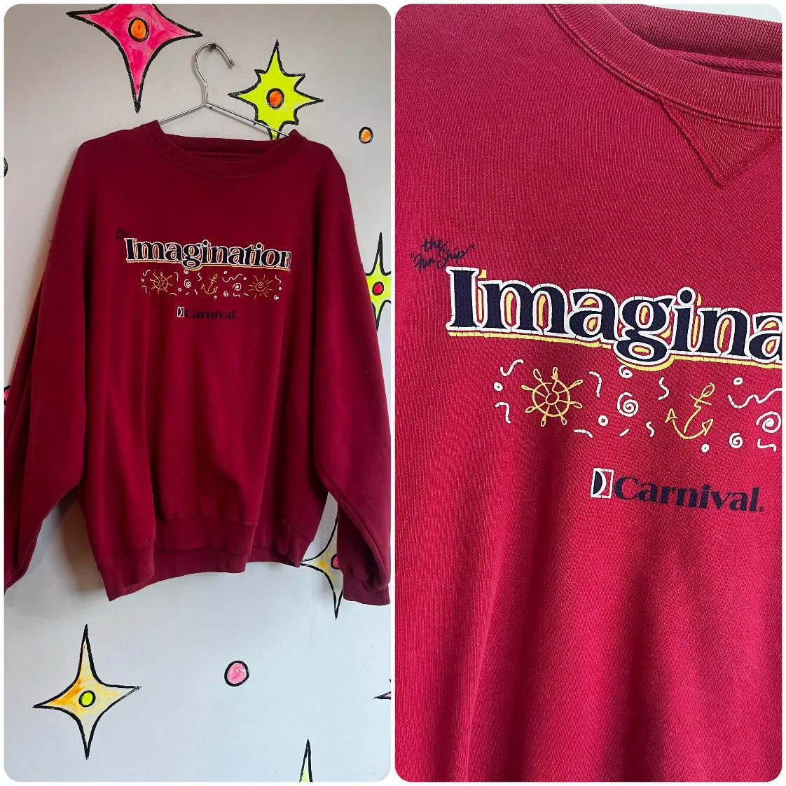 Vintage 90s Y2K | Imagination Carnival Cruise Souvenir Pullover Sweatshirt | L