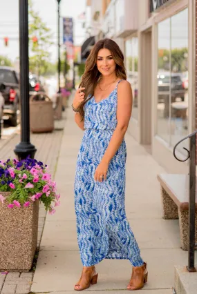 Wavy Thin Strapped Maxi Dress