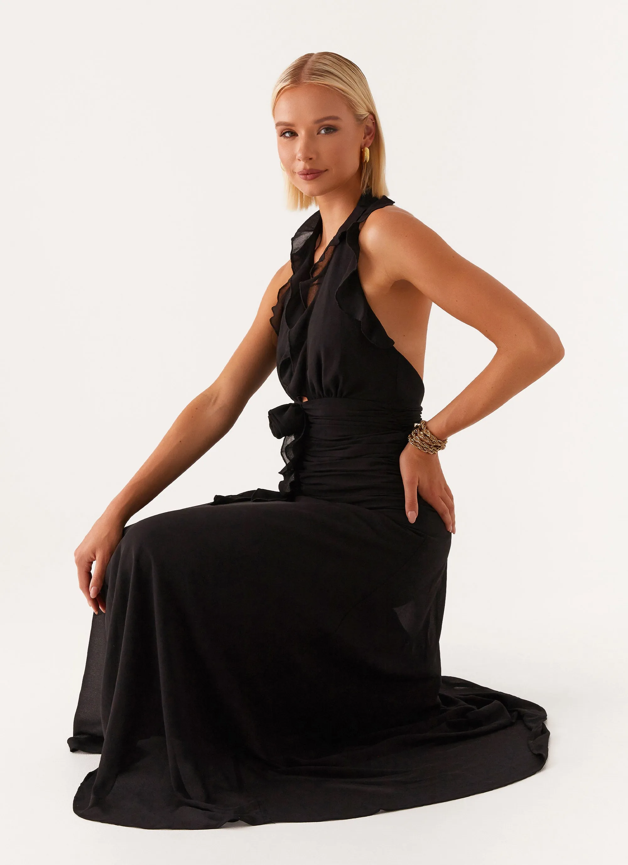 What You Need Frill Maxi Dress - Black