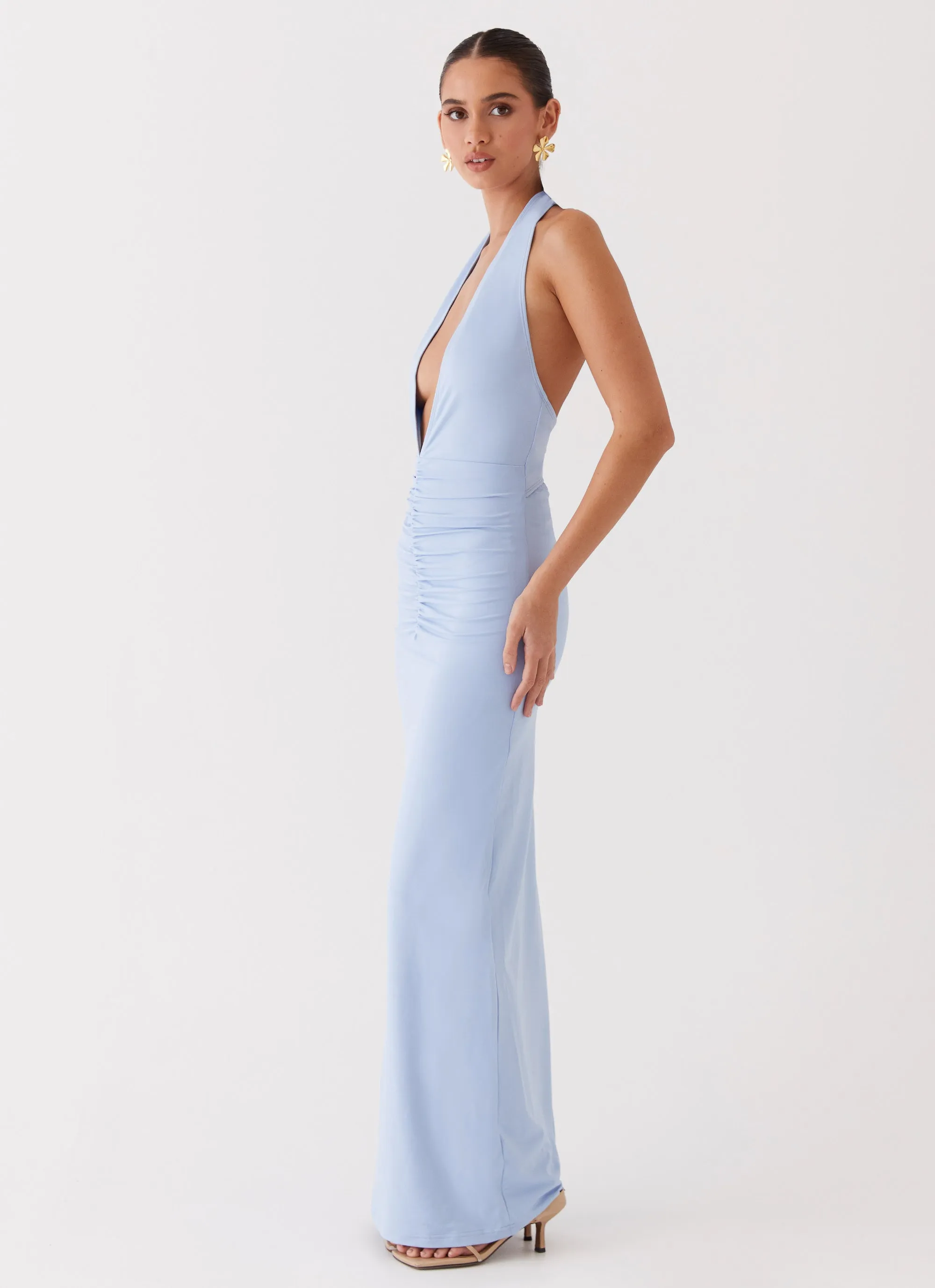 Whisked Away Halterneck Maxi Dress - Blue