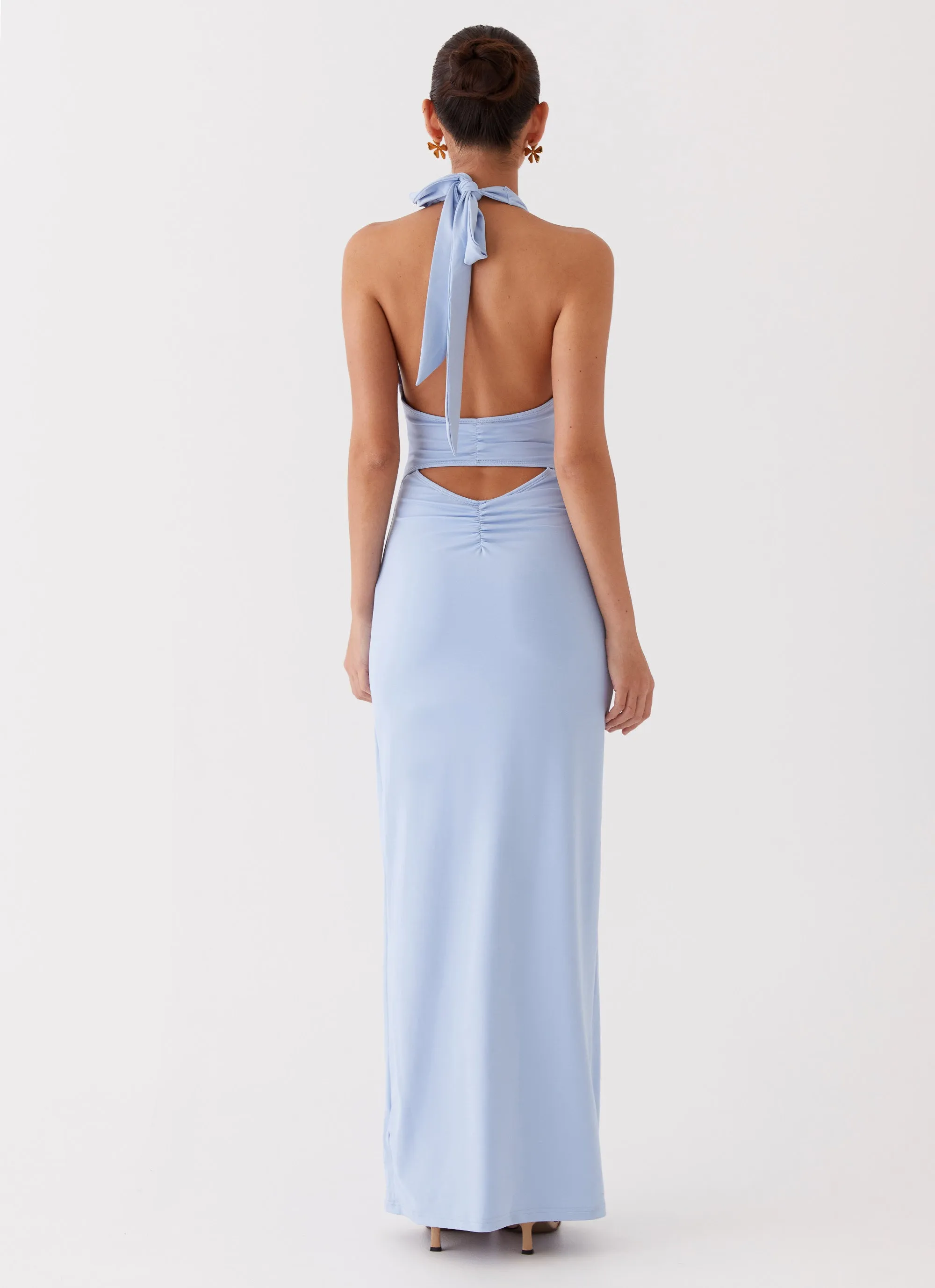 Whisked Away Halterneck Maxi Dress - Blue